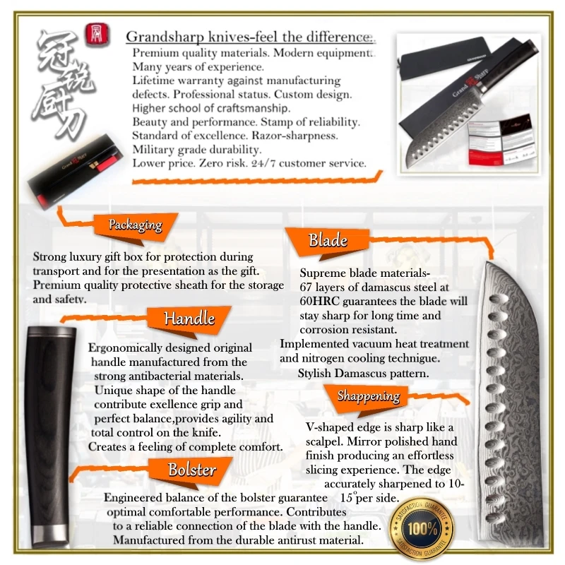 

GRANDSHARP Damascus Knife Set 2Pcs Chef Santoku Kitchen Knives vg10 Japanese Steel Damascus Knives Chef's Cooking Tools Gift Box