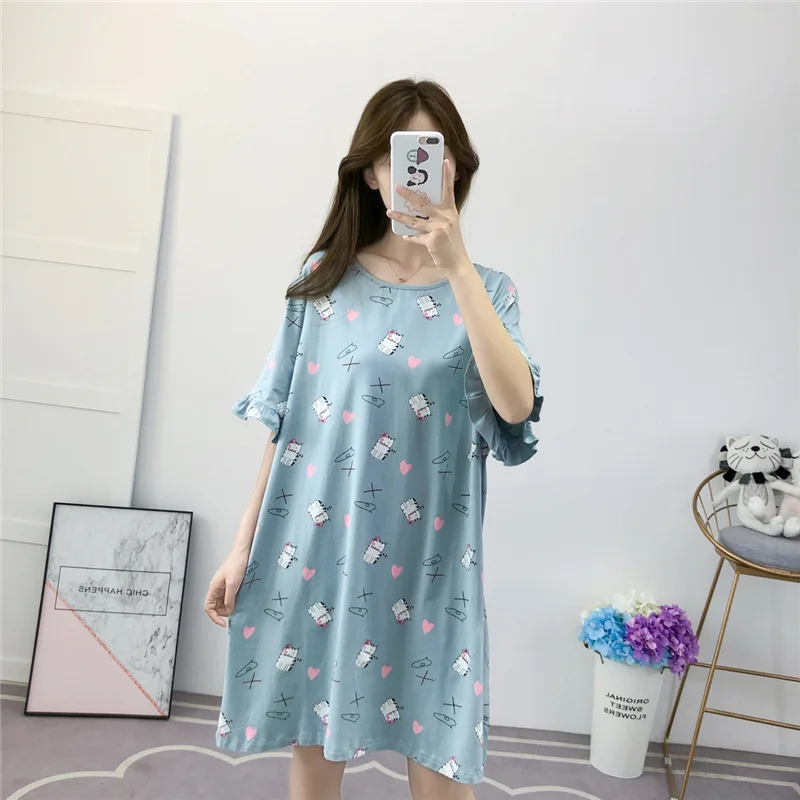 Женская хлопковая Ночная сорочка Sanderala женская одежда для сна с оборками женское