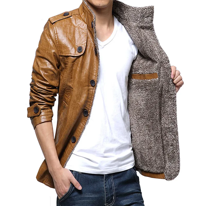 Осенне-зимняя Длинная кожаная куртка с бархатным теплым мехом толстая городская