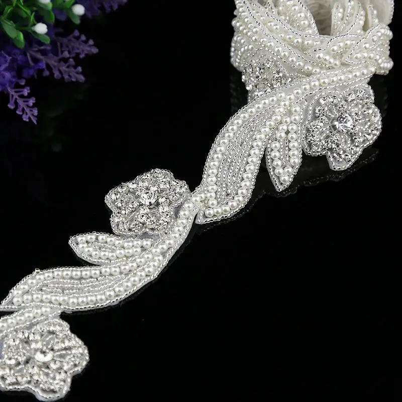 Стразы с жемчужной аппликацией 1 ярд свадебная аппликация для выпускного вечера