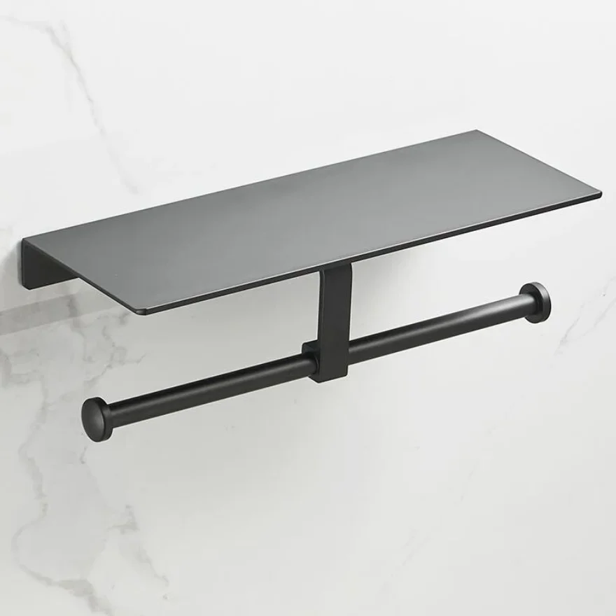 Двойной держатель бумаги в космическом алюминиевом черном цвете настенные