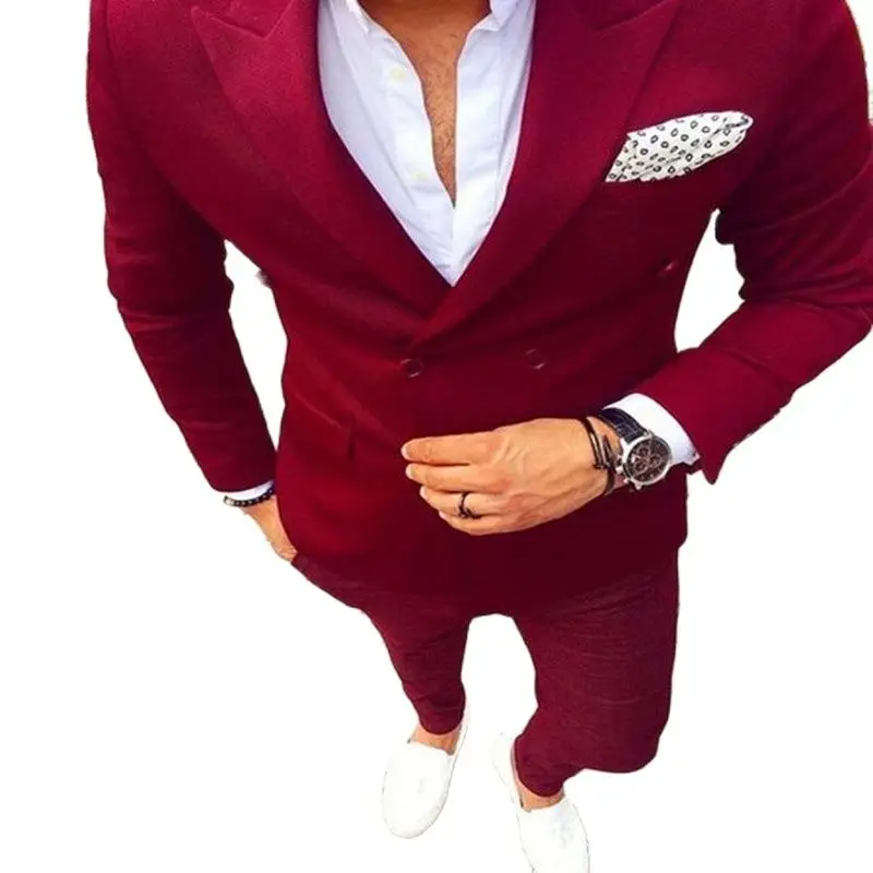 Блейзер мужской двубортный (пиджак + брюки) с заостренным воротником|Смокинги и