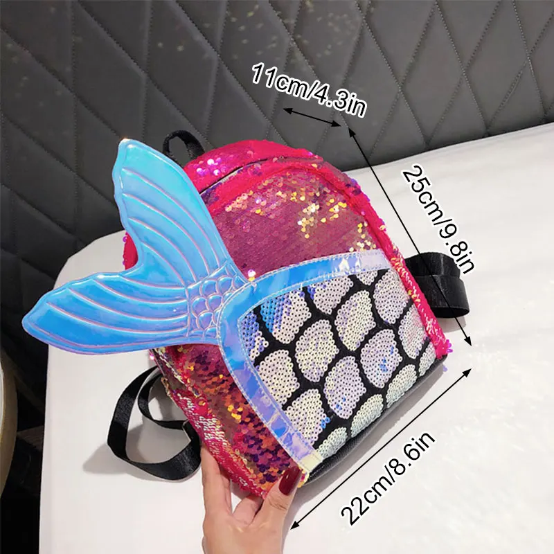 Шикарный Блестящий хвост русалки маленький закрывающийся на молнию рюкзак для