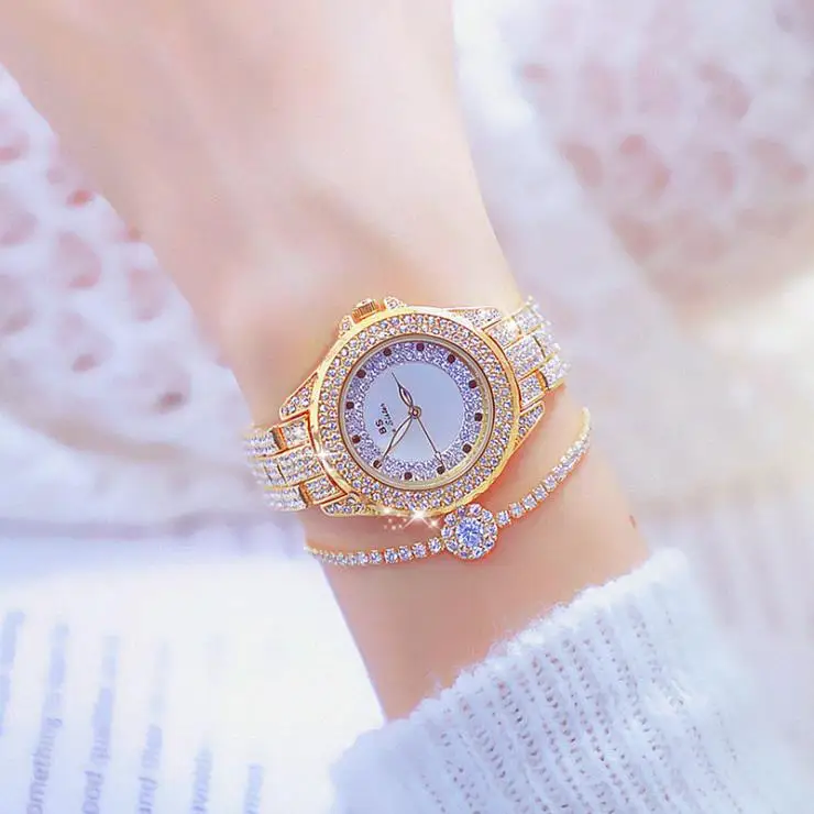 Часы наручные женские кварцевые элегантные роскошные блестящие с бриллиантами