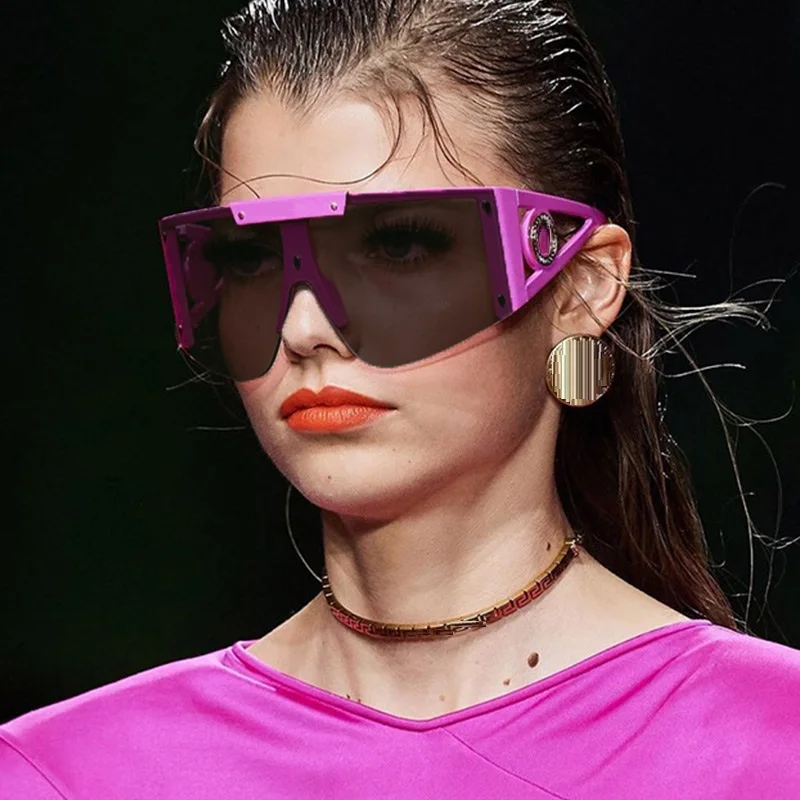 

Big Oversized Shield Type Shades Women One Piece Sunglasses Italy Brand Design Goggle Sun Glasses for Women Men Eye Protection