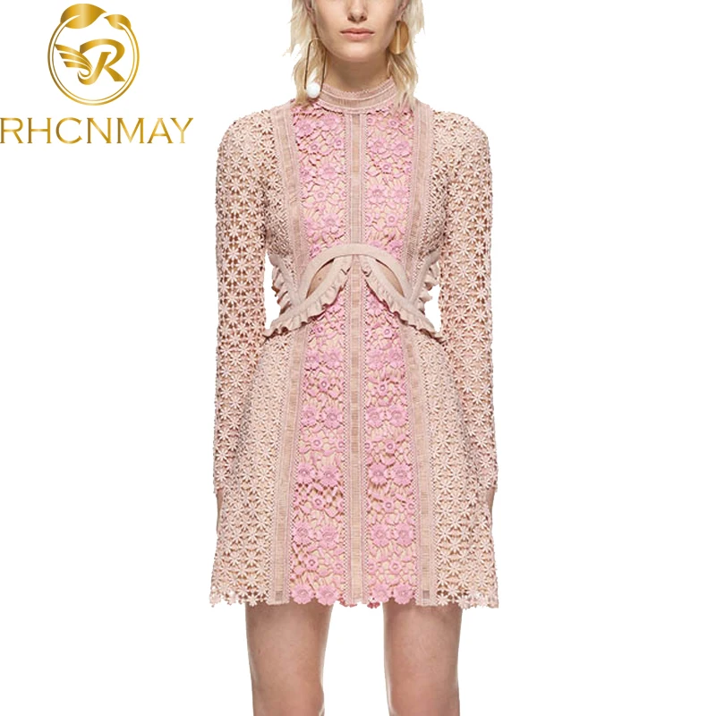 

2020 High Quality Self Portrait Dress Women Lace Patchwork Runway Mini Dresses autumn Woman Party Vestidos Mujer Sexy Club Dress