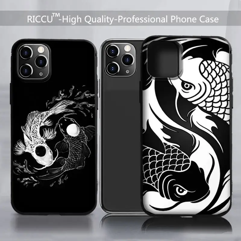 

Black and White Yin Yang Koi Fish Phone Case For iphone 11 12 13 Pro 13mini 11 Pro Max X XR XS MAX 7 8 plus 6s plus Covers
