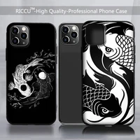 black and white yin yang koi fish phone case for iphone 11 12 13 pro 13mini 11 pro max x xr xs max 7 8 plus 6s plus covers