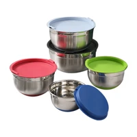 promotion 5pcsset stainless steel bowls set home kitchen baking mixing basin soup bowl fruit storage salad bowl