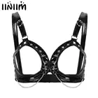 Женский экзотический женский бюстгальтер, топы, латексные костюмы, фетиш, кожаное нижнее белье, женское нижнее белье с металлическими цепочками, бюстгальтер без косточек, Топ