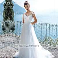 Louis Novias New Fashion African Style A-Line Wedding Dress Ship Neck Vestido De Noiva Luxury Lace Embroidery Dress