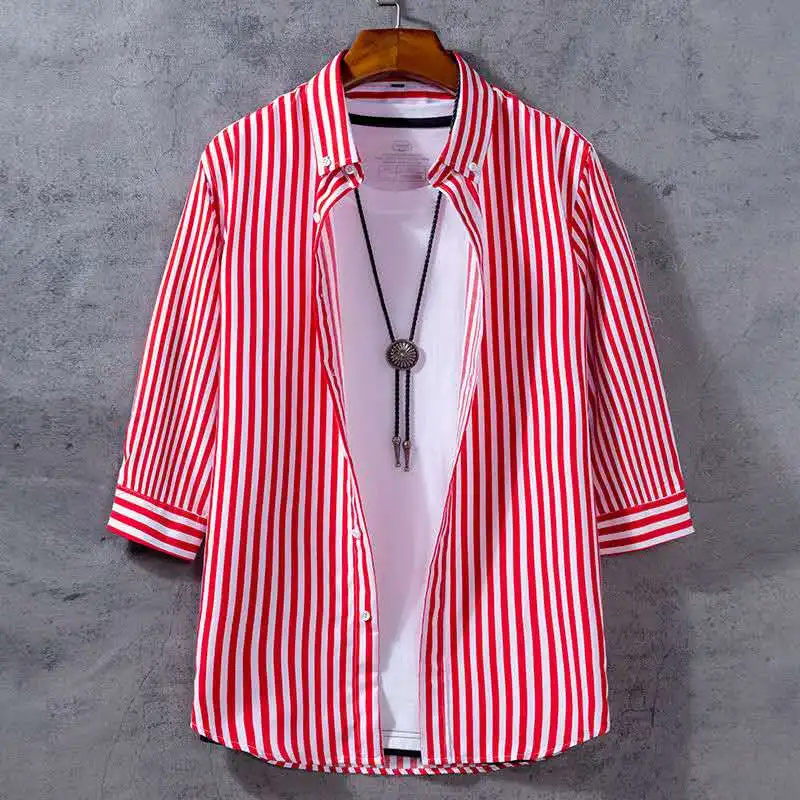 Новинка Повседневная одежда Рубашка в полоску с отложным воротником и длинными