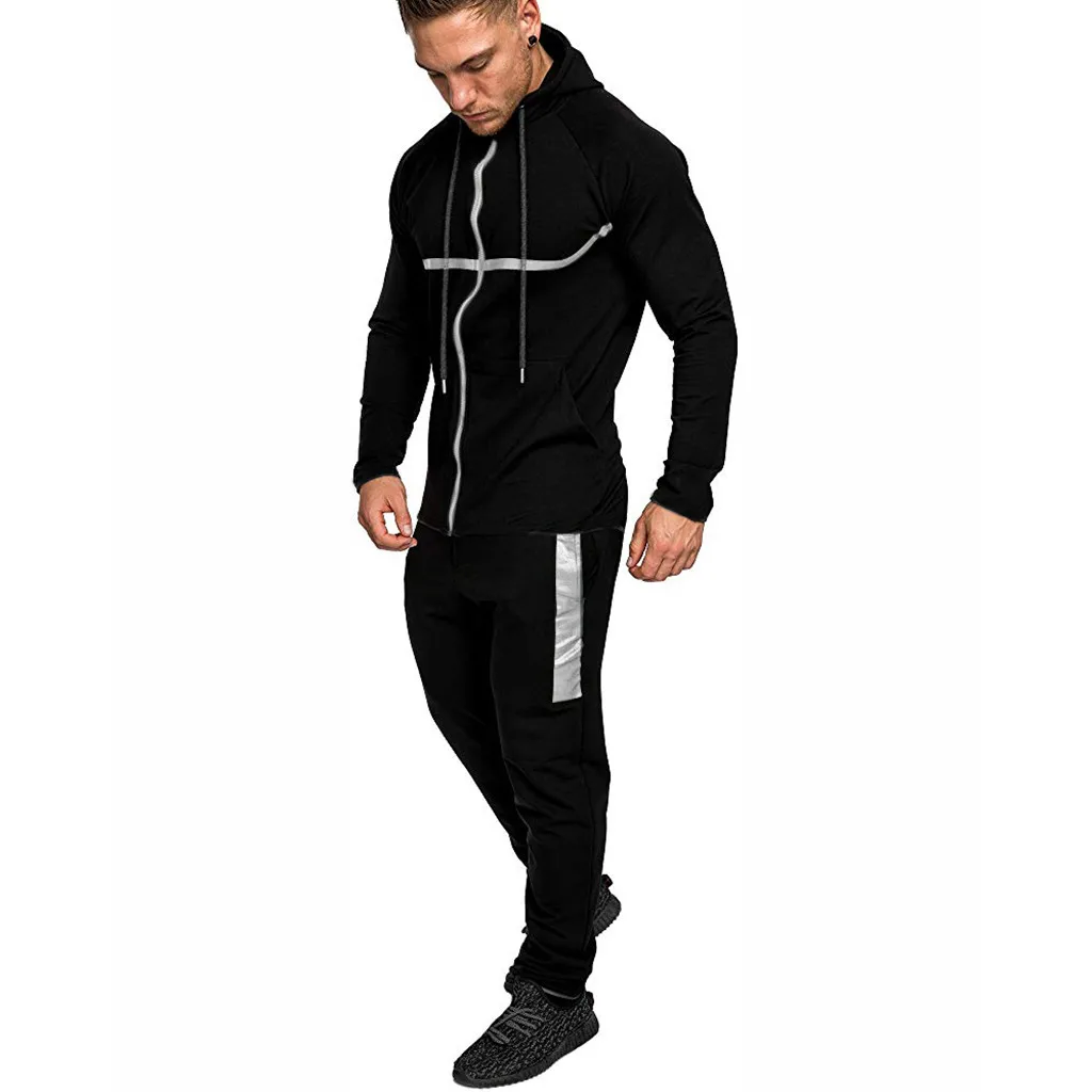

jogging Men's Sportswear Sets 2020 Autumn Winter Hooded Thick Male Casual Tracksuit Men 2 Piece Sweatshirt + Sweatpants Set