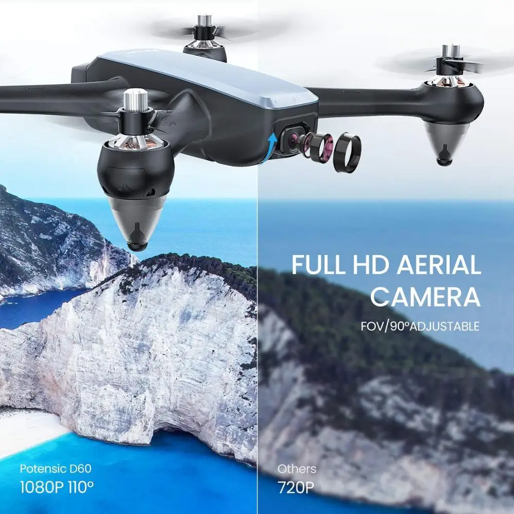 Potensic D60 gps Дрон с 4K широкоугольным HD FPV двойной камерой бесщеточный мотор RC
