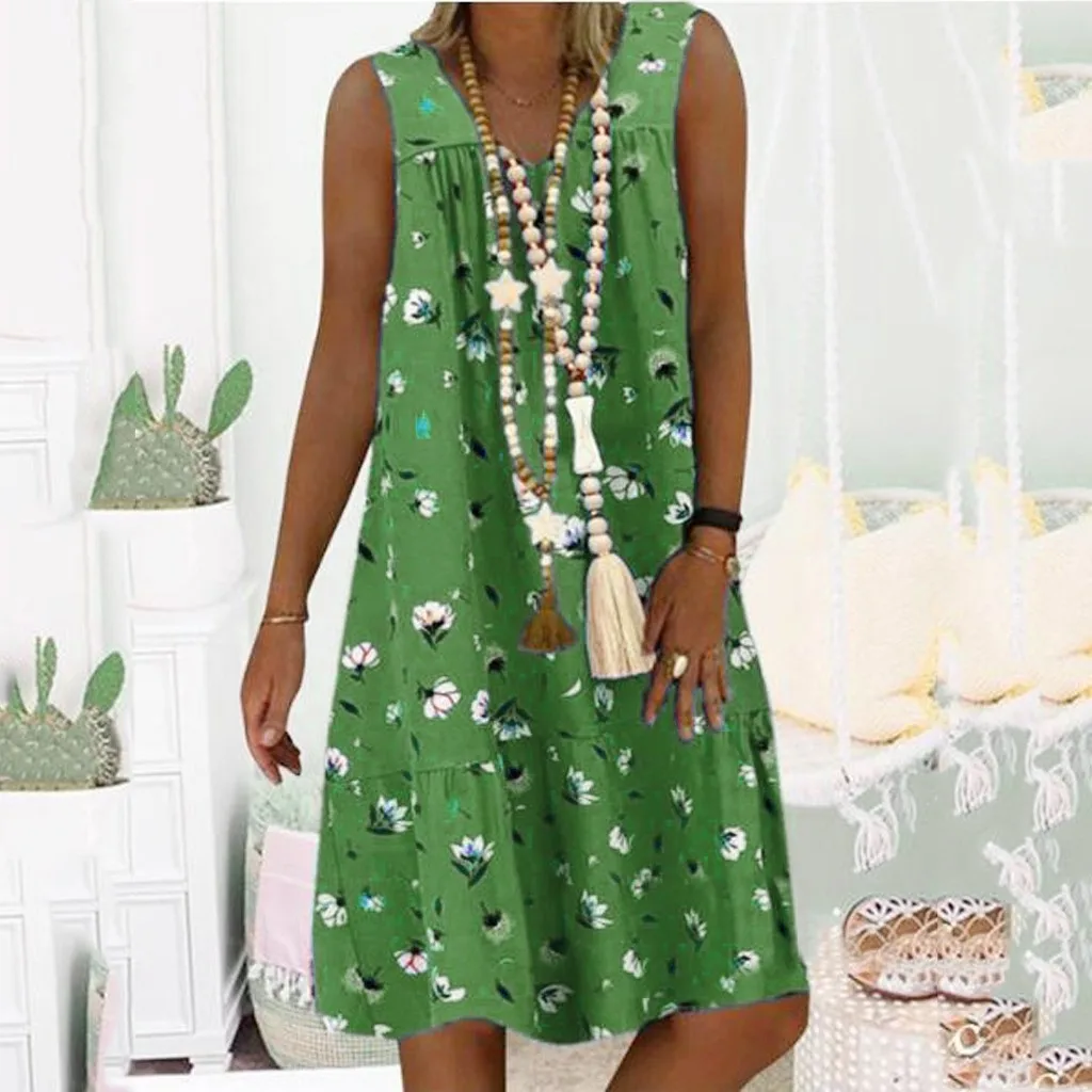 Женское платье в горошек &amp 35 свободное без рукавов с V-образным вырезом стиле