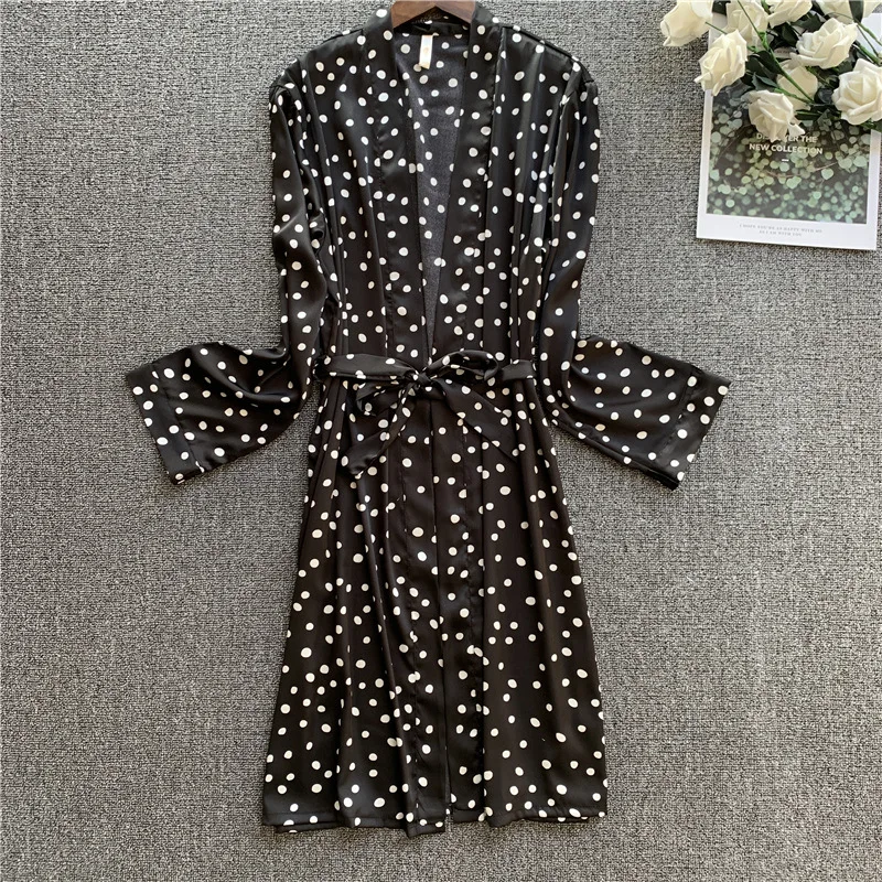 Женская сексуальная пижама дамские шелковые халаты халат с длинным рукавом