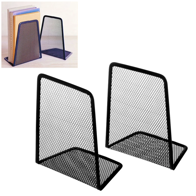

1 Pair Metal Mesh Desk Organizer Desktop Office Home Bookends Book Holder Black