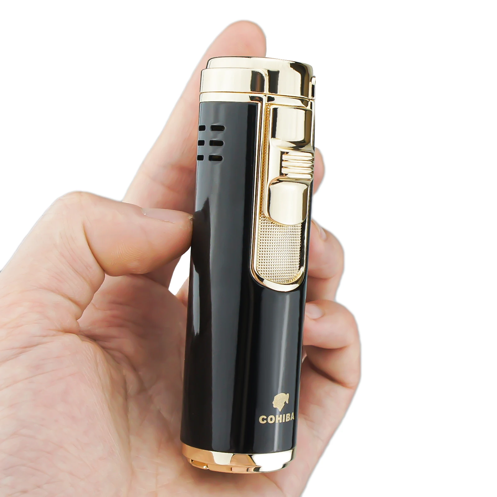 Зажигалка COHIBA для сигар многоразовая газовая зажигалка с дыроколом и синим