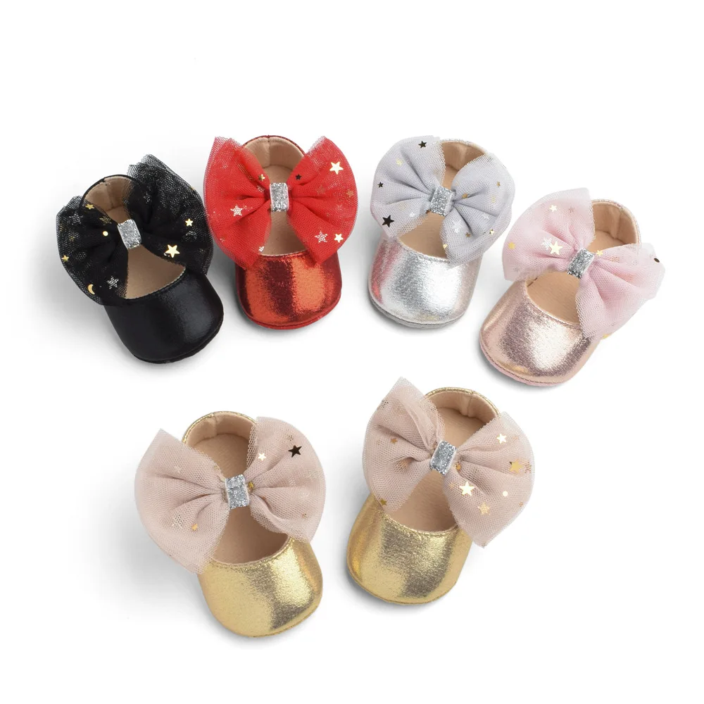 

Newbown Baby Bowknot Denim Shoes Princess First Walkers Baby Girls Boys Shoes Toddler Shoes Kids Baby Soft Sole Anti-slip Shoes