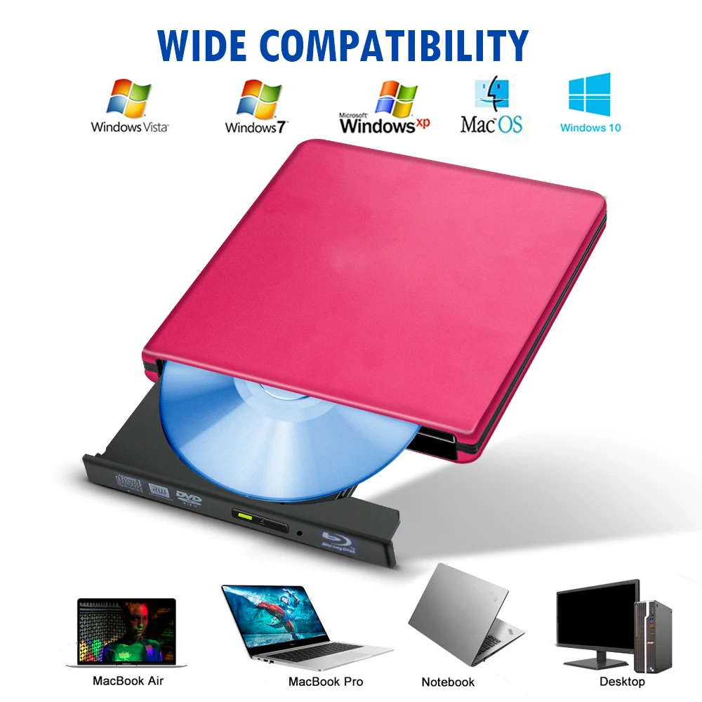 Внешний Привод Blu-Ray USB 3 0 BD/CD/DVD для Mac/Windows 10/ноутбука/ПК оптический привод