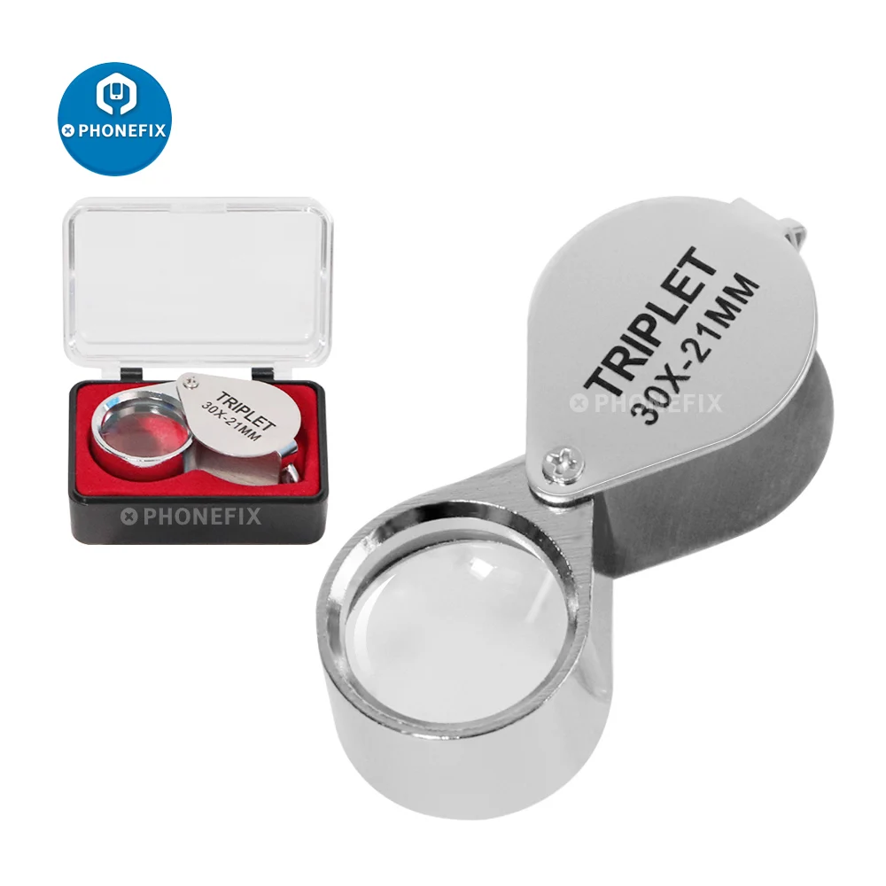 

Folding Jewllery Loupe Portable Magnifying Glass Pocket Mini Lovely Jewelry Magnifier Glasses 10X 20X 30X Magnification Metal