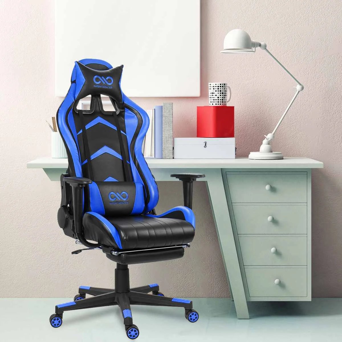 

Leather Office Gaming Chair Home Internet Cafe Racing Chair WCG Gaming Ergonomic Computer Chair Swivel Lifting Lying Gamer Chair