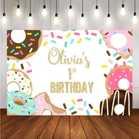 donut backdrop for photography happy 1st birthday custom background for photo newborn baby party decoration supplies photocall