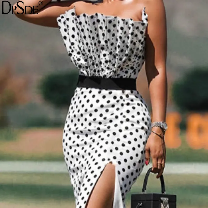 Женское длинное платье без бретелек Элегантное летнее с поясом и высоким