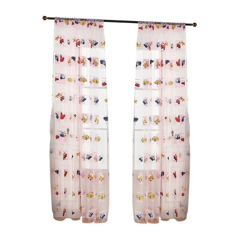 Шторы с мультяшным принтом автомобиля прозрачные Занавески для гостиной детской