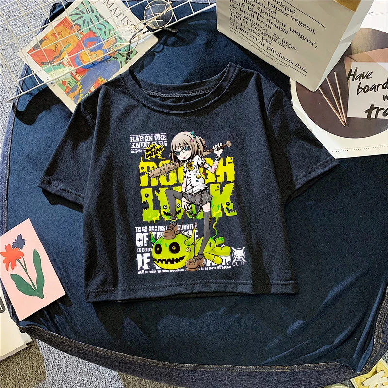 

Maiden Anime Printed Tees Harajuku Women's Cute T-shirt Summer Vintage Goth style Streetwear Kawaii Short Tops Sexy y2k Clothing