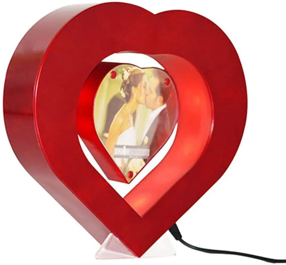 

Plants Love Heart Magnetic Levitation Anti Gravity Floating Photo Frame with LED Lights Girlfriend, Valentine's Day