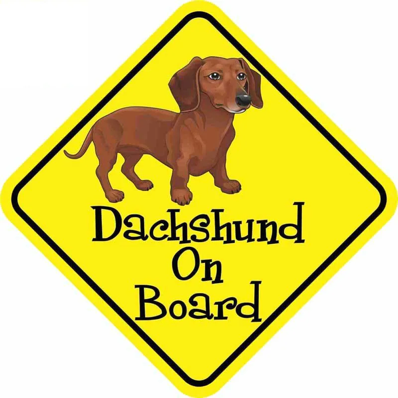 

Warning DACHSHUND ON BOARD Car Sticker Dog Warning Mark Reflective Decal Sunscreen waterproof Styling KK 13CM*13CM