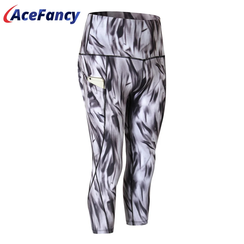 Acefancy камуфляжные Леггинсы для йоги длиной до икры дышащие штаны Женская