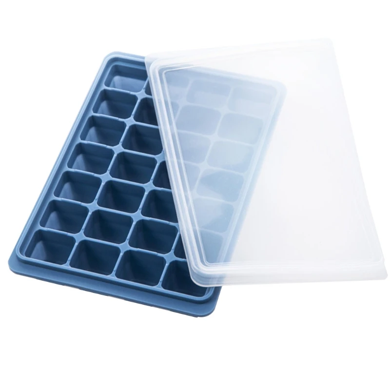 

28-Grids Ice Cube Tray Freezer Mould Ice Cubes Making Silicone Mold with Spill-Proof Lids for Whiskey Cocktails