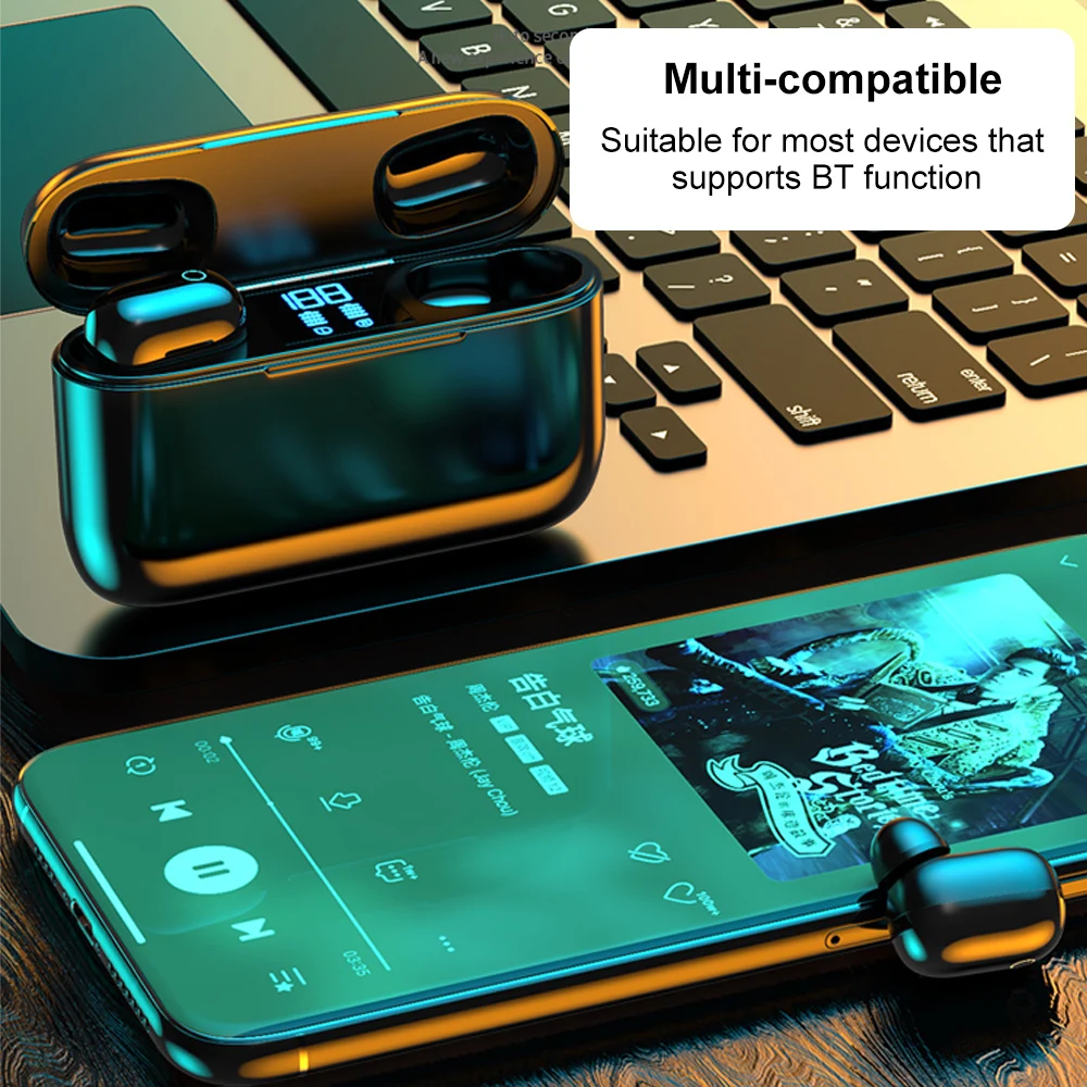 TWS стереонаушники с зарядным футляром и поддержкой Bluetooth 5 0 2500 мА · ч|Наушники