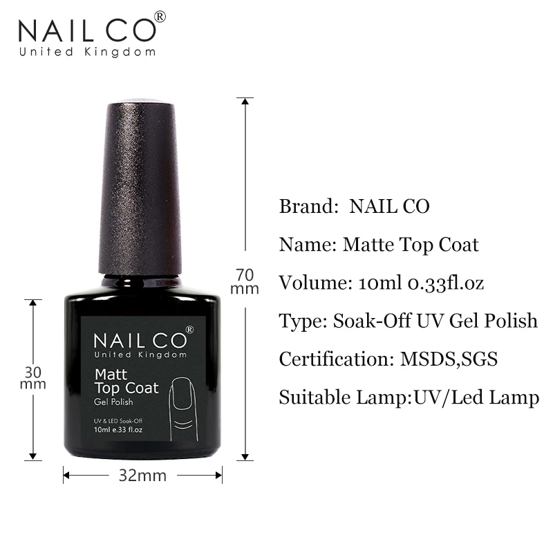 NAILCO матовый лаки для ногтей Гель лак арт дизайн верхний слой био Гели Soak Off УФ Цвет