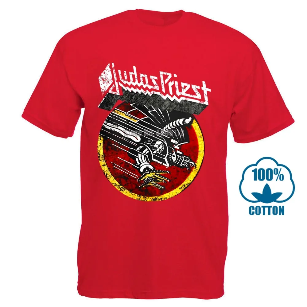 Красный Judas Priest футболка кричащая для мести Великобритания тяжелый металл Группа черный S до 3Xl печатных мужчин футболка короткий рукав Забавный 011583 - Цвет: Красный