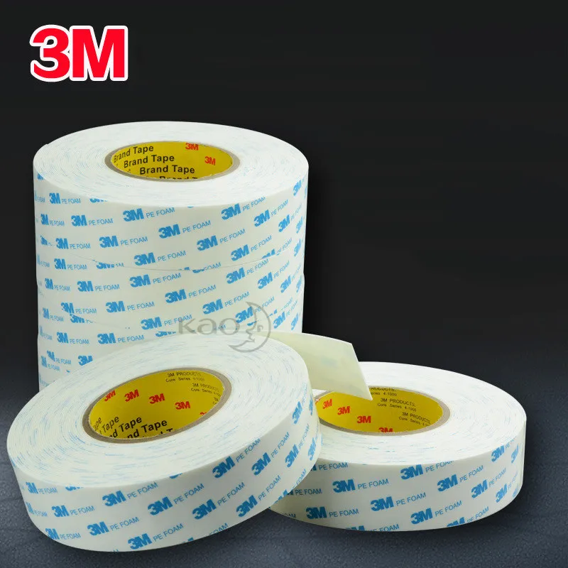 

1600T White Gray 30M 3M PE Foam Strong Mounting Tape Double Sided Sticker Foam Pad Adhesive Tape Thickness 1mm Self-Adhesive