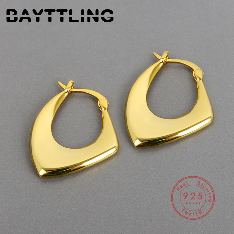 BAYTTLING высококачественные серебряные золотые серьги неправильной формы с