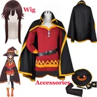 Косплей парик KonoSuba Megumin на Хэллоуин, накидка, Униформа, полный комплект одежды, благословение Бога