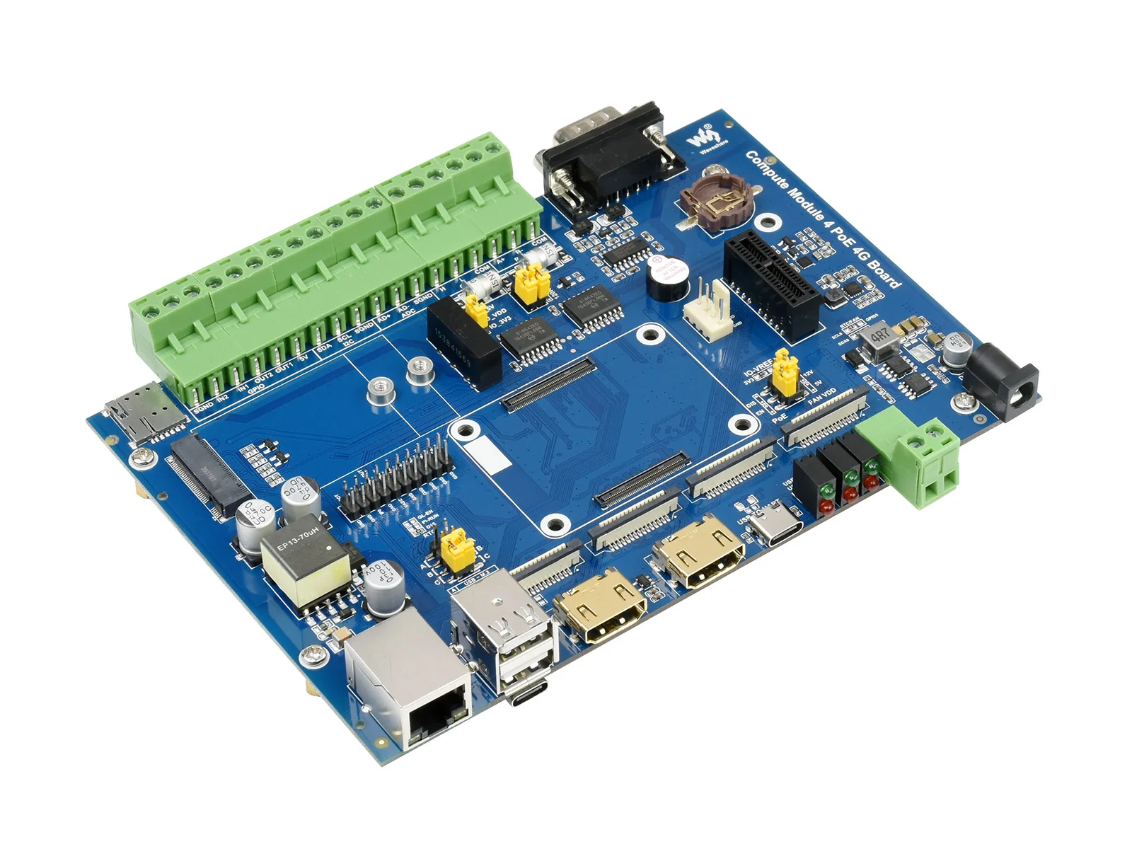 Compute Module 4 Industrial IoT Base Board, For Raspberry Pi CM4(not included), Global 5G/4G/3G/2G Cellular Network Support