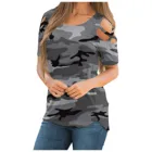 Футболка женская с коротким рукавом и камуфляжным принтом, круглый вырез, повседневный Топ, одежда на лето 2021