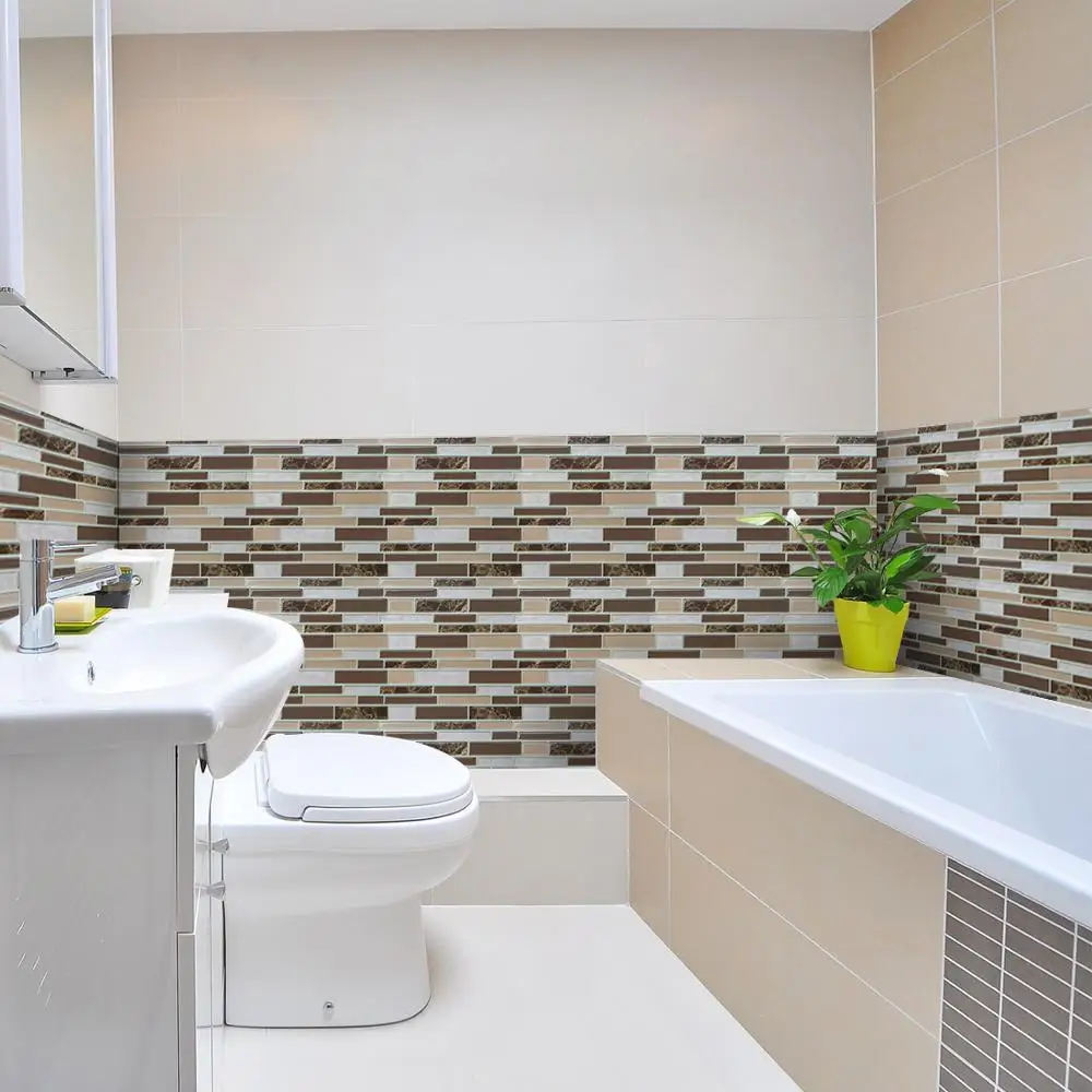 5-Sheet Removable Self Adhesive 3D Tile Wall Decal Sticker DIY Kitchen Bathroom Home Decor Wallpaper