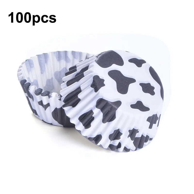 100pcs Cute Cows Floral Pattern Cupcake Wrappers Mini Cake Wrapping Paper For Birthday Party Supplies Baby Shower Decora - купить по