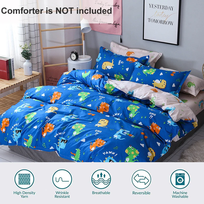 Twin Queen King Dinosaur For Boys Girls Kids Bedding Set Printed Microfiber Soft Blue Quilt Duvet Cover Bed Pillowcase |