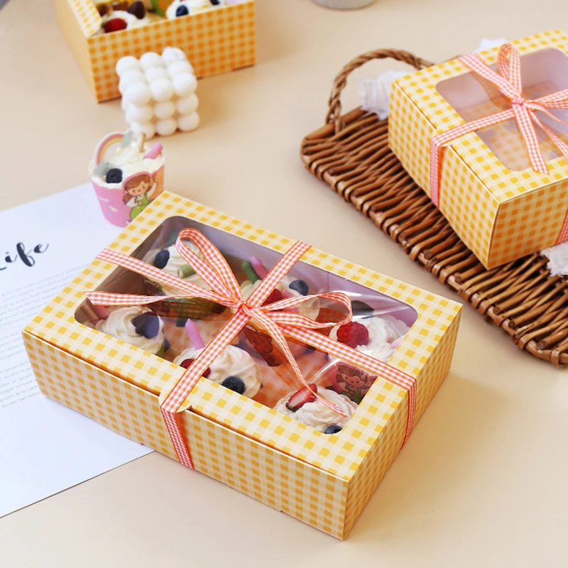 

5PCS Clear Windowed Cupcake Boxes with Removable Tray 4/6 Cups Cake for Party Christmas Wedding Food Kitchen Baking Accessories