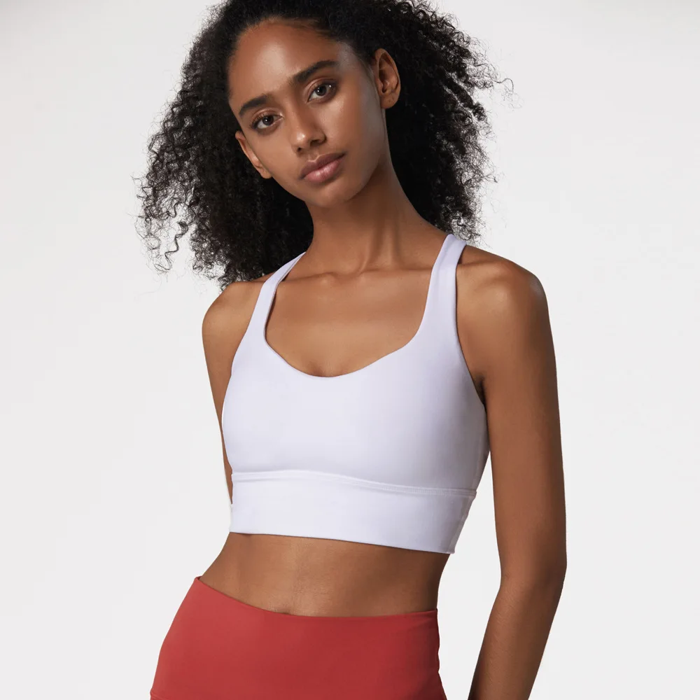 

Yoga bra Close skin Naked feeling Sports bra cross beauty On the back shockproof gathered fitness No rims underwear