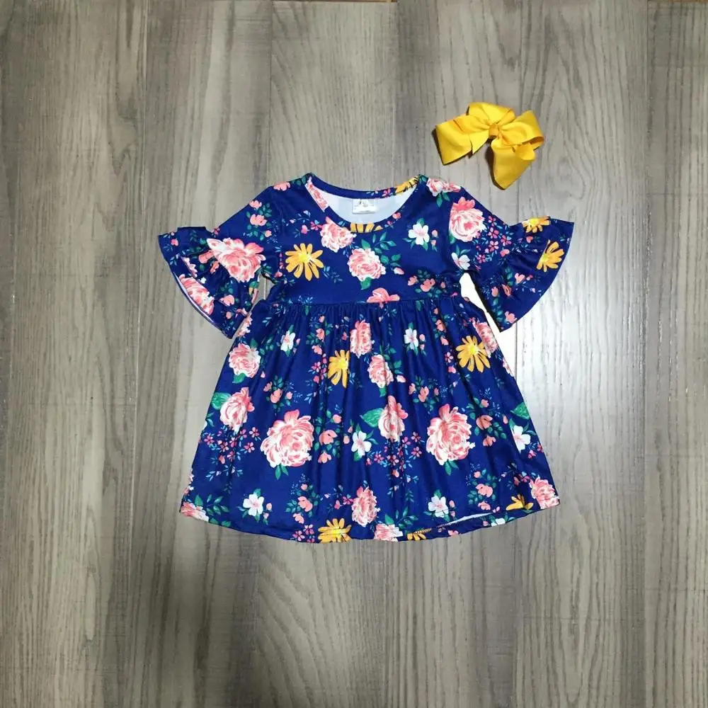 Новое поступление летнее платье для маленьких девочек темно синяя детская