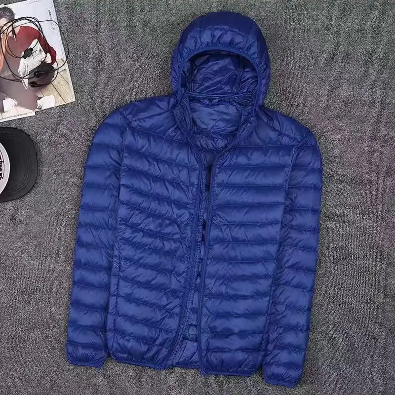Мужской Ультра тонкий пуховик повседневный большого размера с воротником