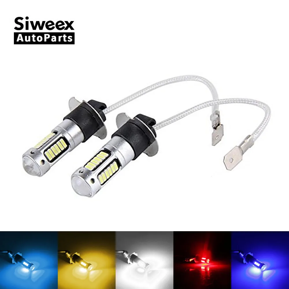 2 шт. H3 H1 T10 W5W 4014 30 SMD высокой Мощность Автомобильный светодиодный Белый туман